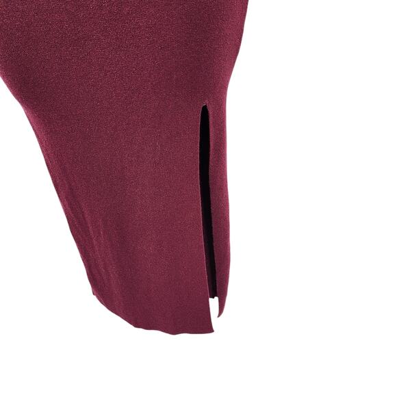 Superdown Zoe Metallic Burgundy Square Neck Ribbed Knit Unlined Dress Size Small - Picture 3 of 8